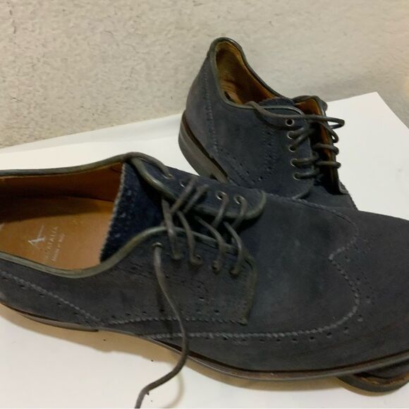 Aquatalia Men\'s Gray Suede Lace Up Carson Brogue Wingtip Oxford Shoes main image 7